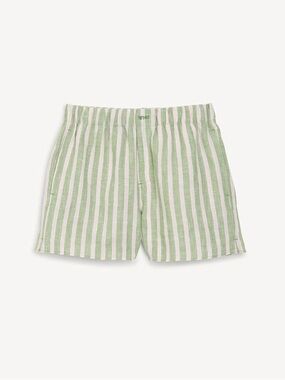 WNU The Boxer Shorts Linen Green and Pink Stripe NWT